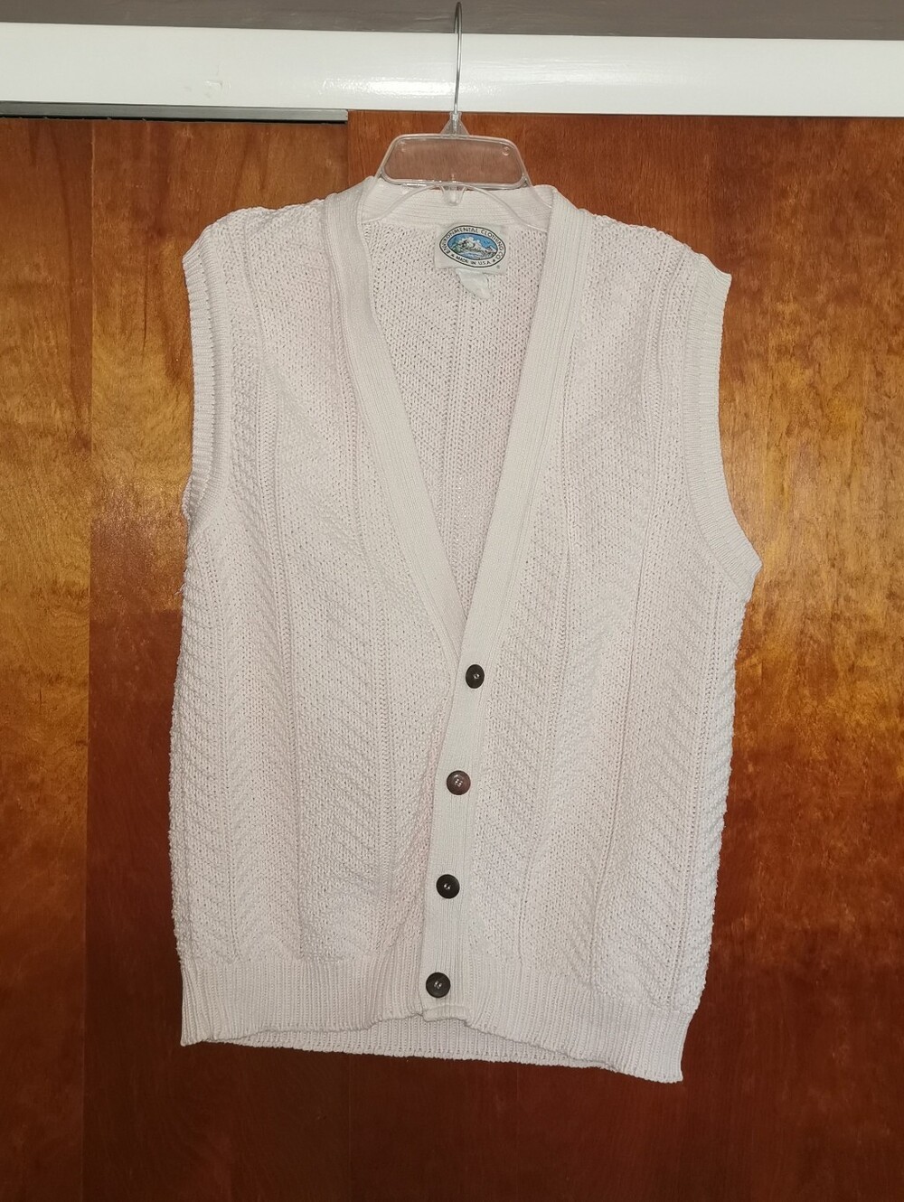Vintage 100% Cotton Pink Sweater Vest Environmental Clothing Co. Made in US L